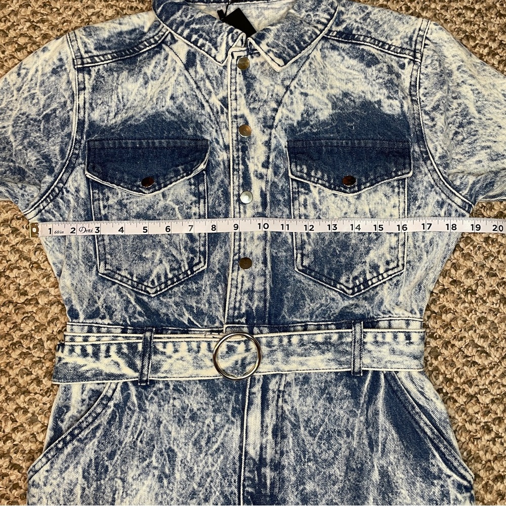 Nasty Gal Bleach Dyed Denim Boiler Suit - Blue - Picture 5 of 16